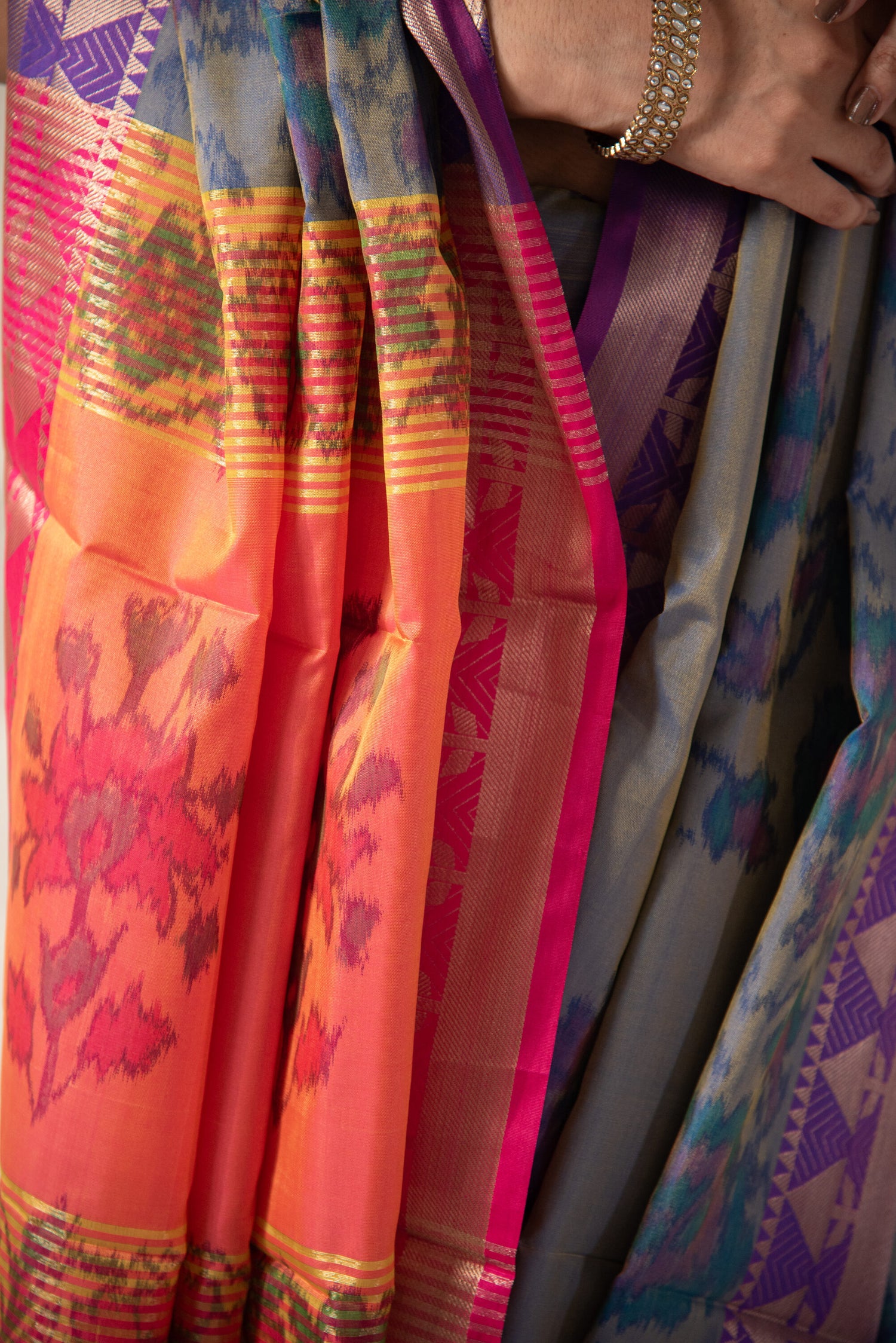 Danyah Banaras Ikkat Silk Pre Draped Saree
