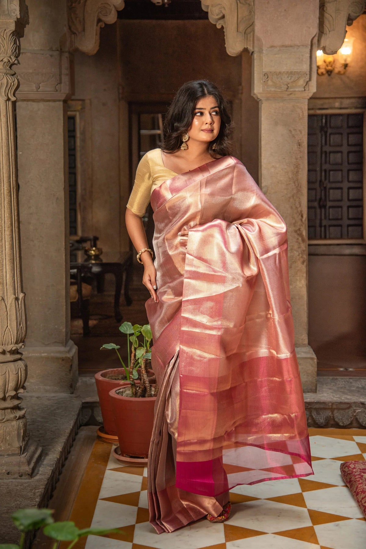 Danyah Banaras Jyotika Tissue Saree Pre Draped Saree — image 2