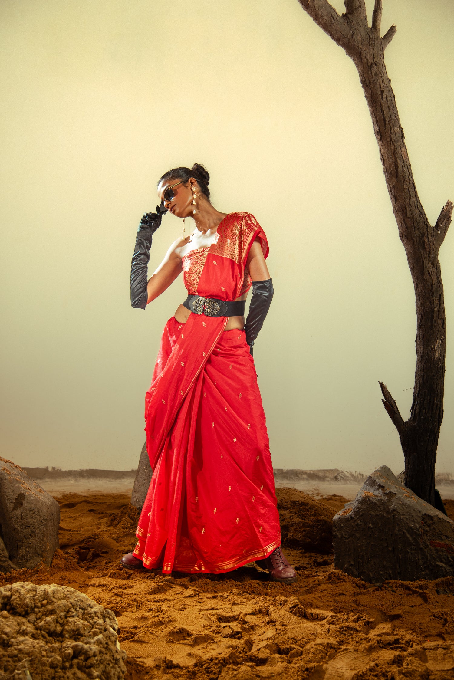Danyah Banaras Katan Silk Chooti Booti Predraped Saree