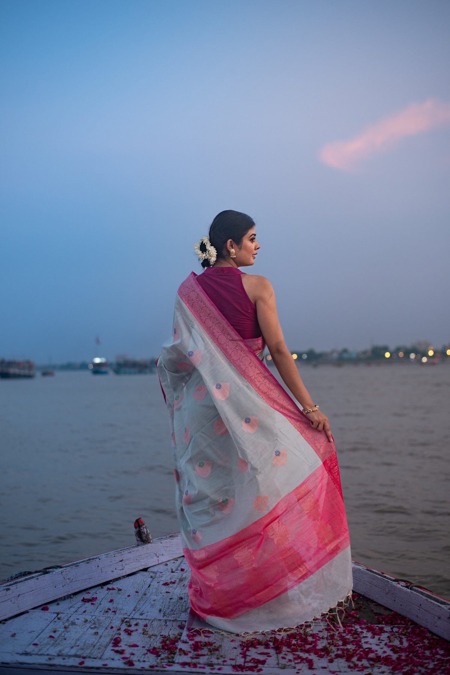 Danyah Banaras Light Cotton Pre Draped Saree