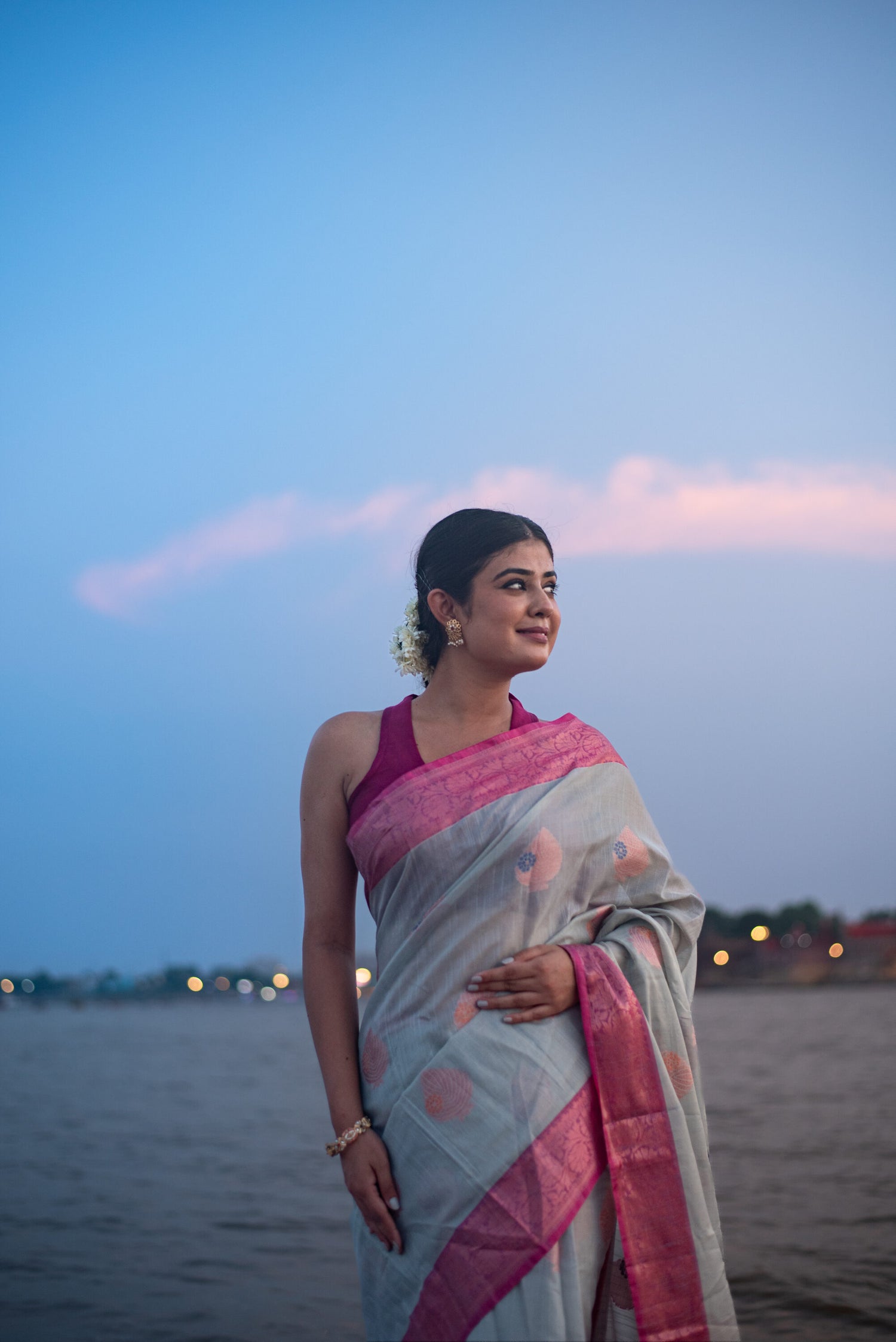 Danyah Banaras Light Cotton Pre Draped Saree