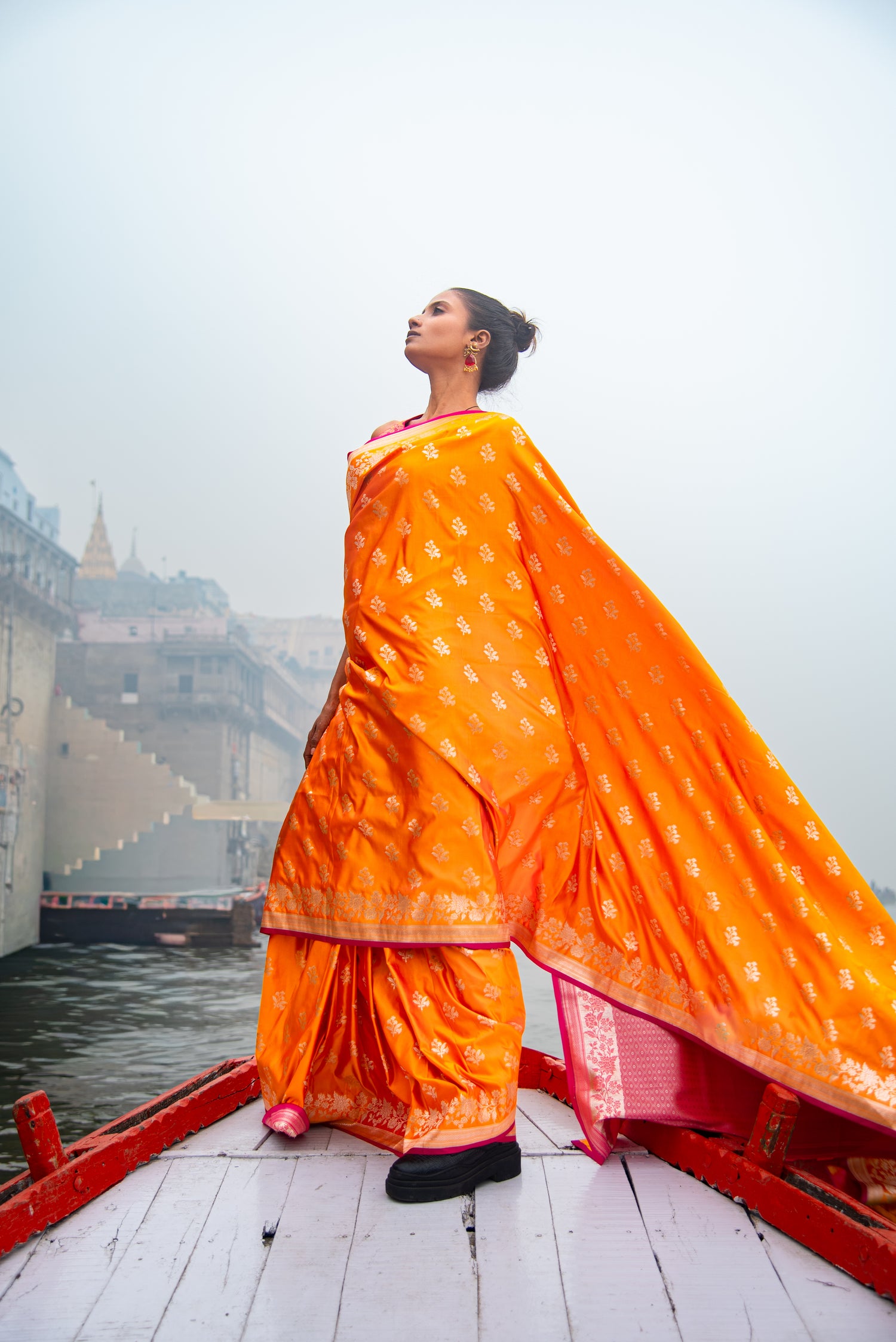 Danyah Banaras Mashru Silk Dhoop Chaun Predraped Saree