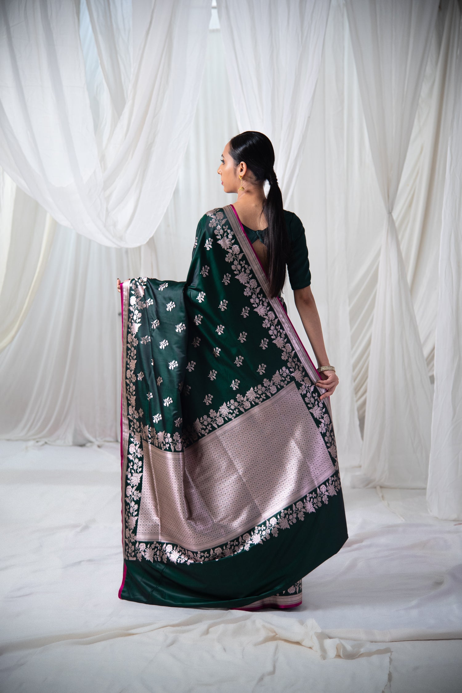 Danyah Banaras Mashru Silk With Zari Pre Draped Saree