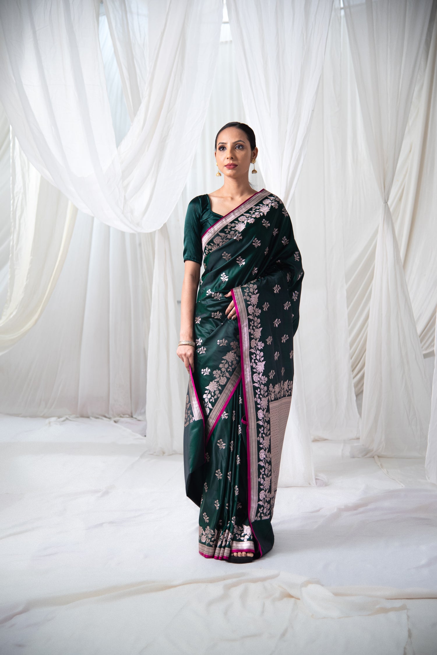 Danyah Banaras Mashru Silk With Zari Pre Draped Saree