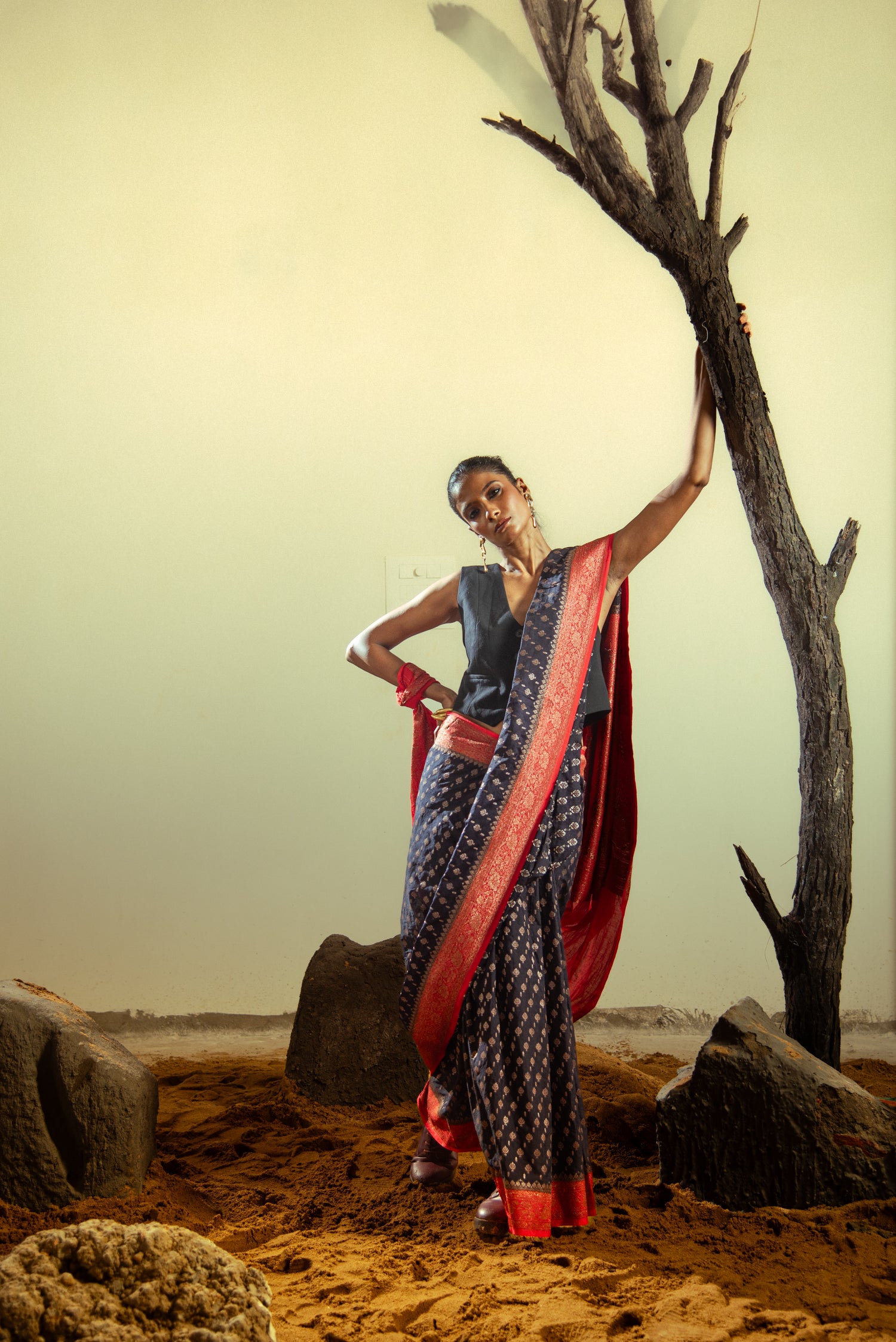 Danyah Banaras Matka Georgette Silk Predraped Saree