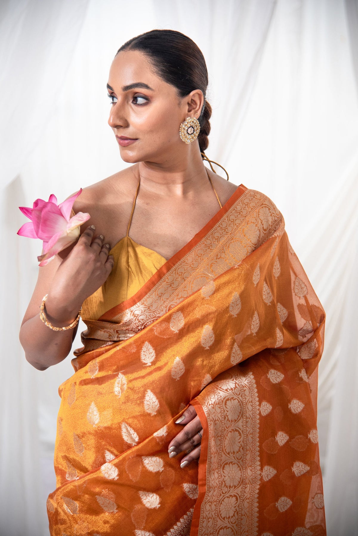 Danyah Banaras Pure Bridal Banarasi Tissue Silk Pre Draped Saree — image 1