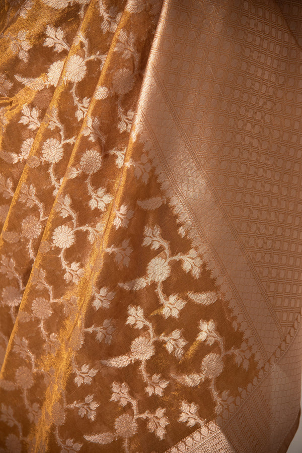 danyah banaras dupyian silk meena predraped saree — image 2 — alternate view (back / drape detail)