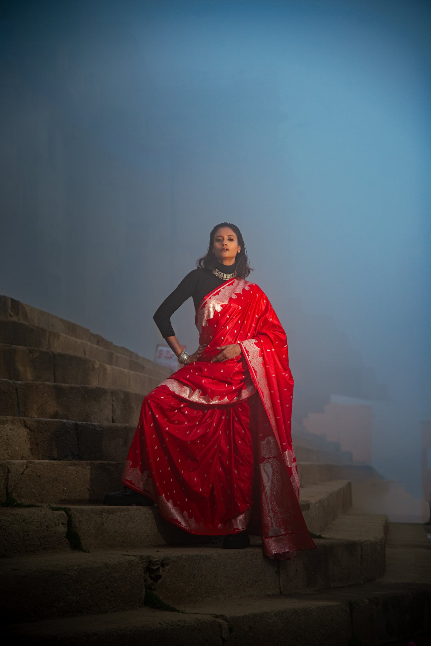 Danyah Banaras Fine Mashru Silk Predraped Saree