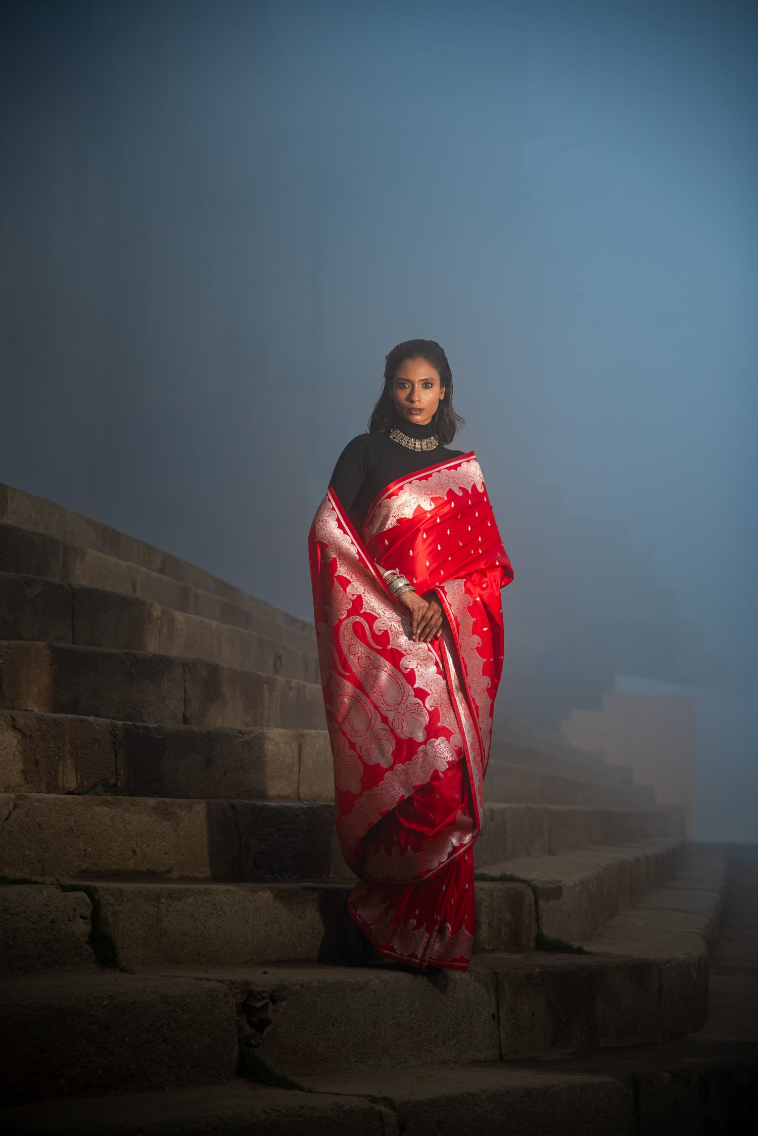 Danyah Banaras Fine Mashru Silk Predraped Saree — image 2