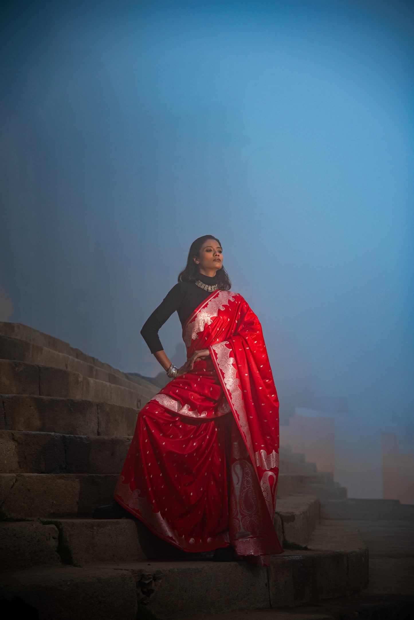 Danyah Banaras Fine Mashru Silk Predraped Saree