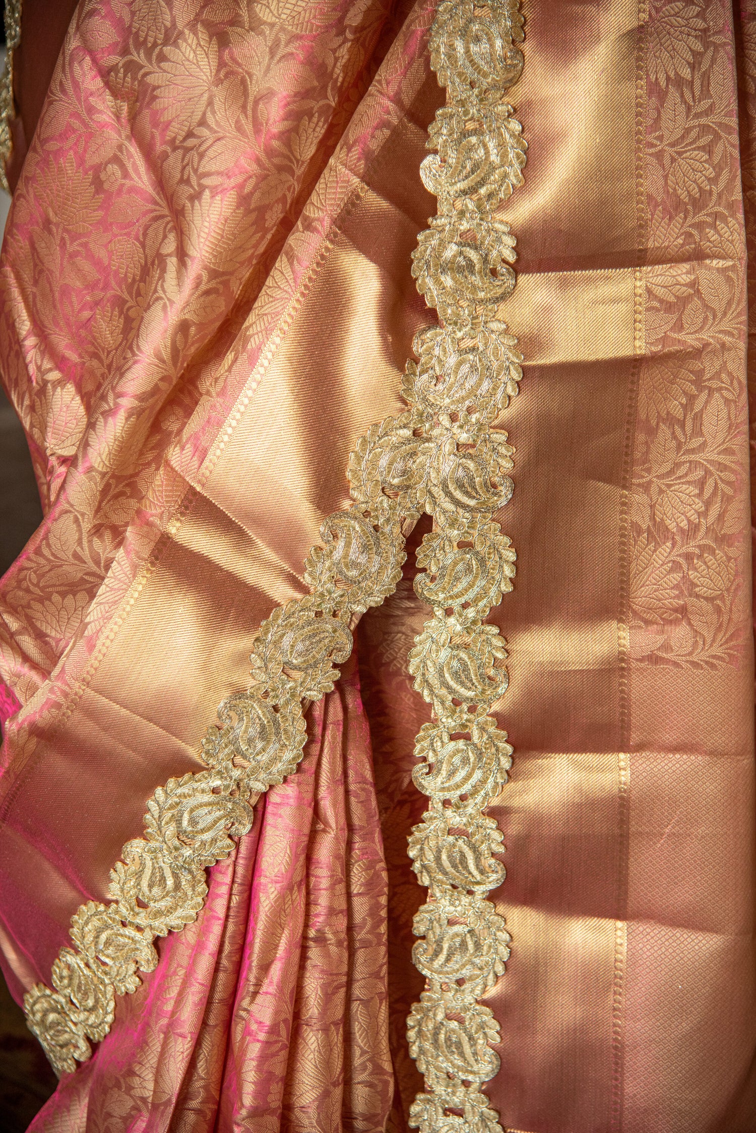Danyah Banaras Flower Tissue Silk With Lace Pre Draped Saree