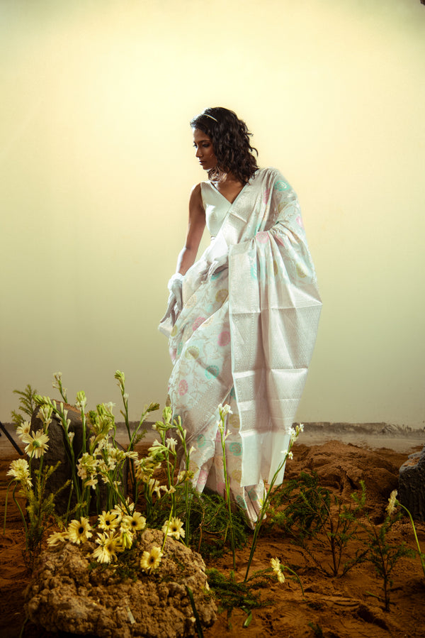 Danyah Banaras Jaal Cotton Silk Pre Draped Saree — image 2 — alternate view (back / drape detail)