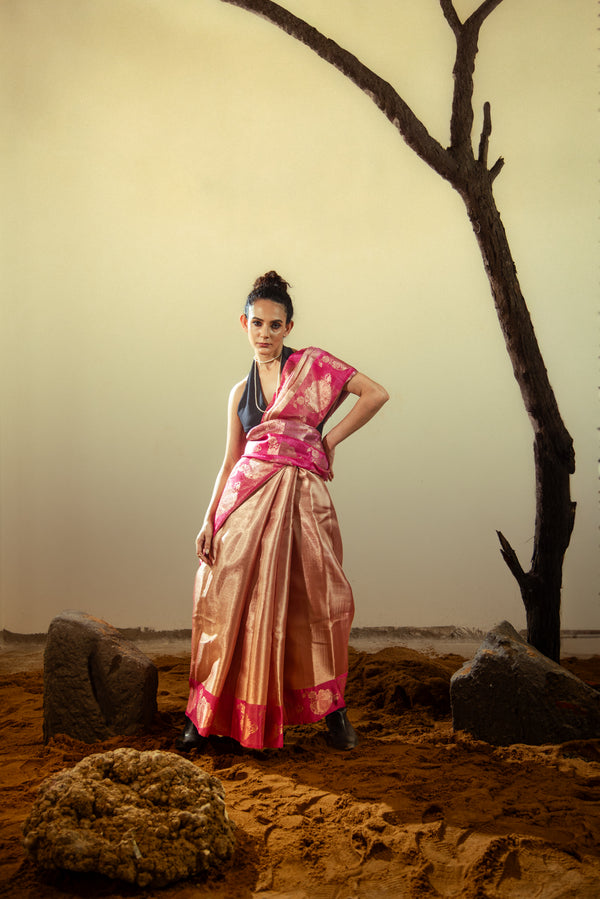Danyah Banaras Jyotika Tissue Silk Predraped Saree — alternate view (back / drape detail)
