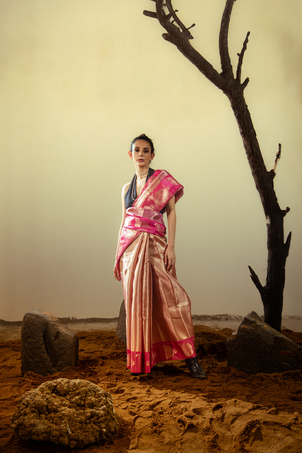 Danyah Banaras Jyotika Tissue Silk Predraped Saree