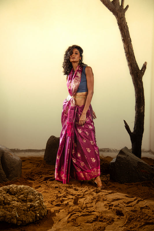 Danyah Banaras Katan Semi Silk Predraped Saree