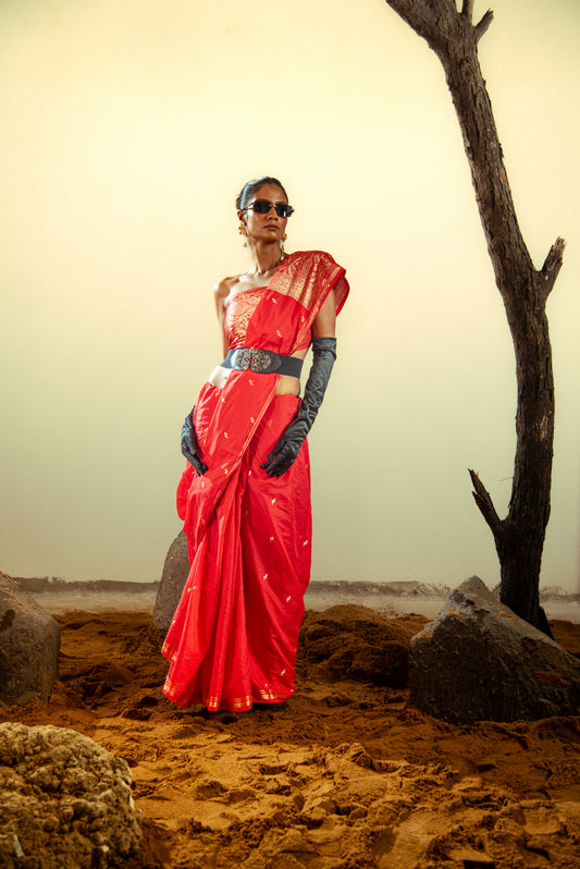 Danyah Banaras Katan Silk Chooti Booti Predraped Saree