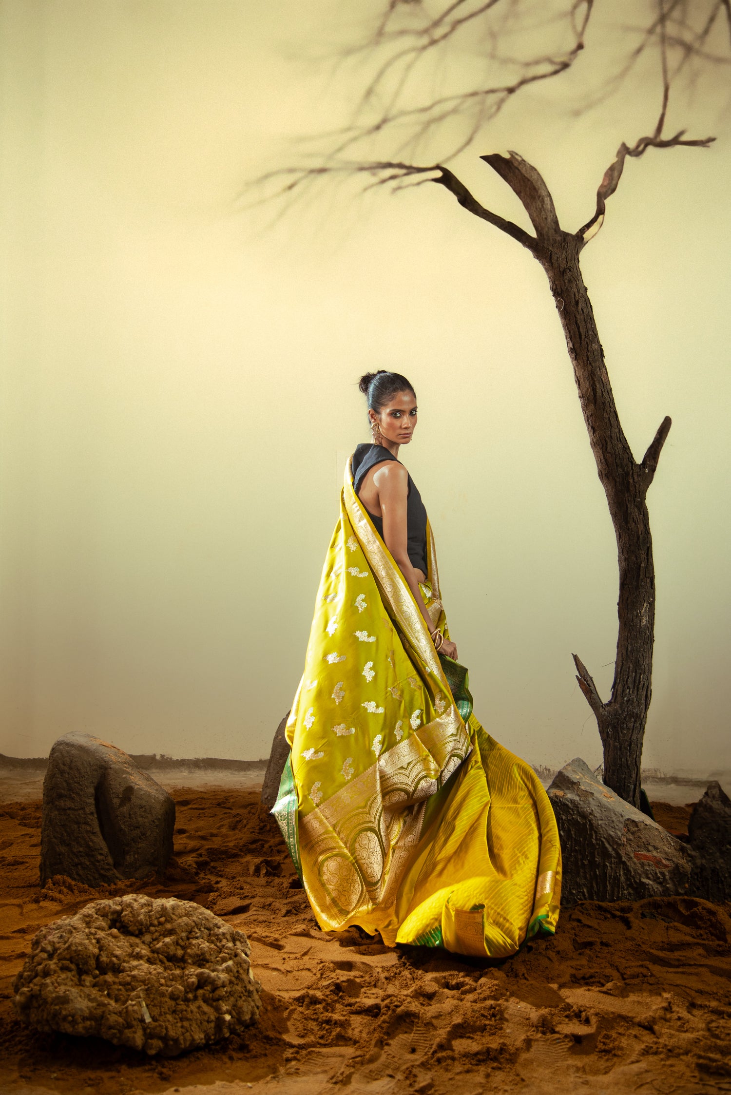 Danyah Banaras Katan Silk Sonarupa Predraped Saree