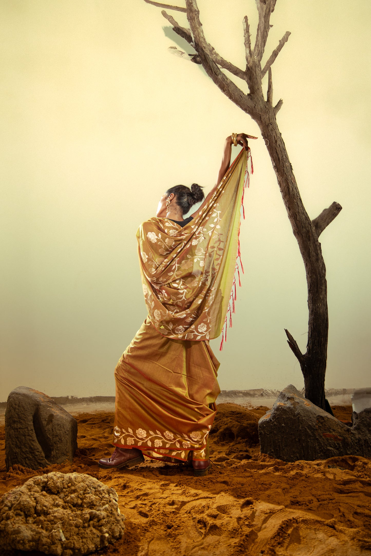 Danyah Banaras Katban Cotton Predraped Saree