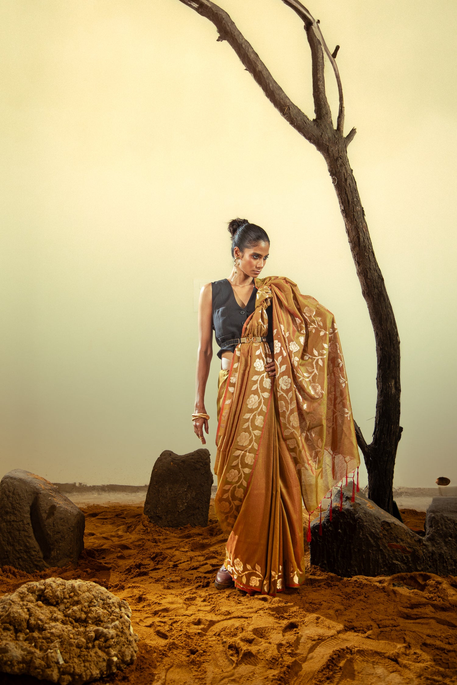 Danyah Banaras Katban Cotton Predraped Saree