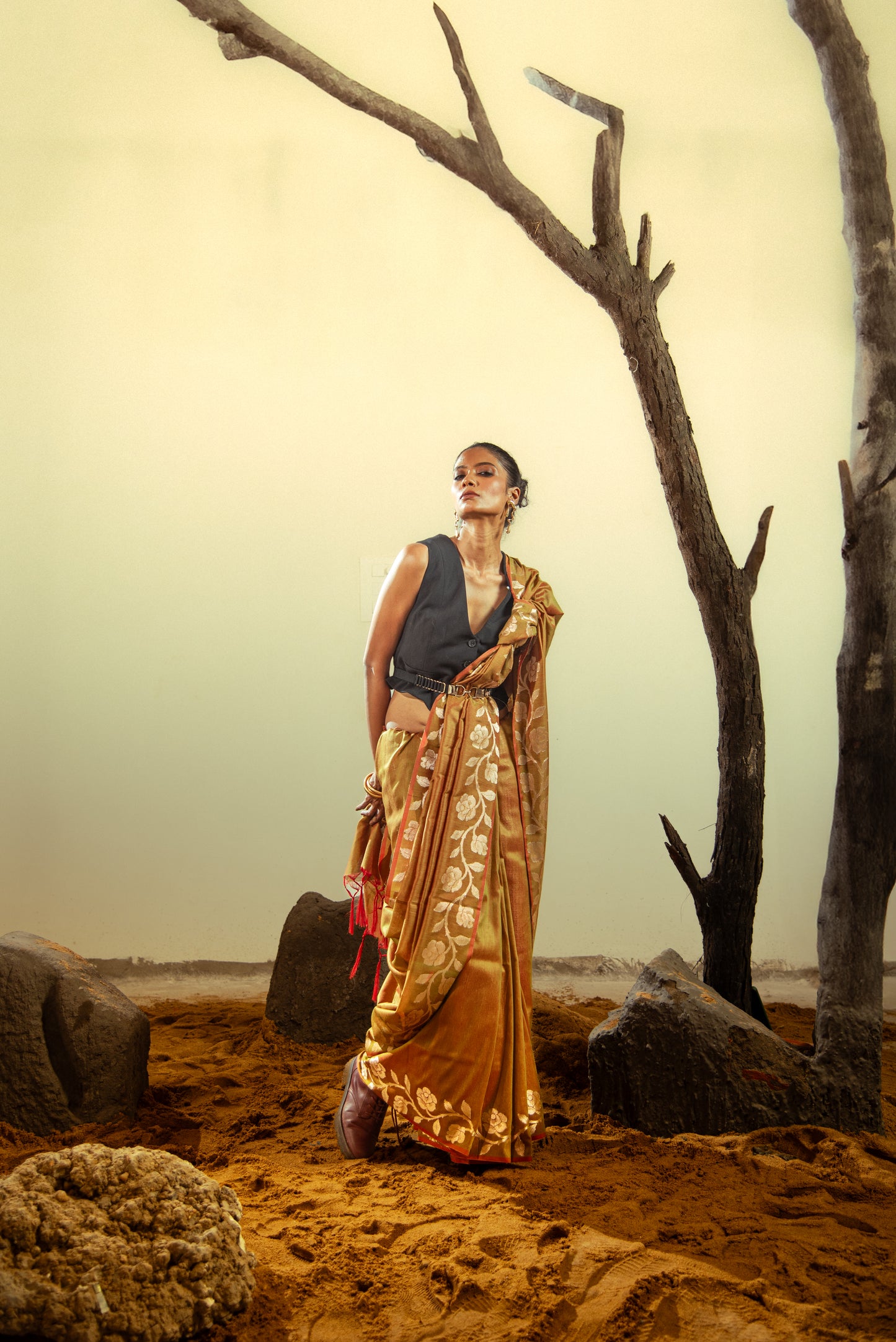Danyah Banaras Katban Cotton Predraped Saree