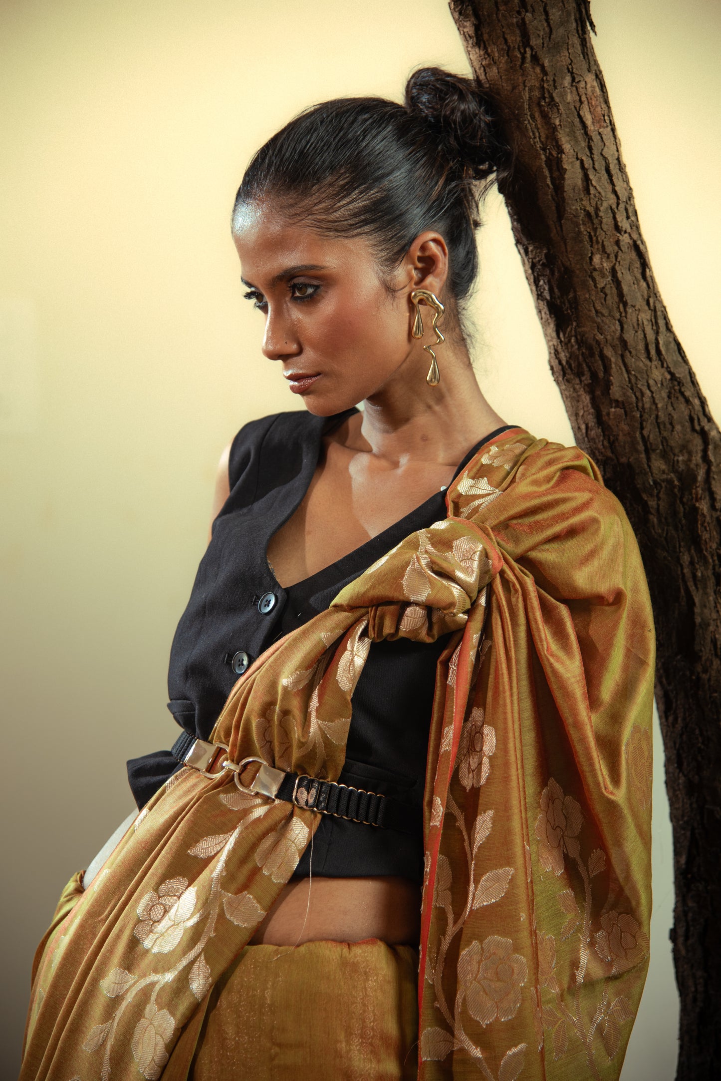 Danyah Banaras Katban Cotton Predraped Saree