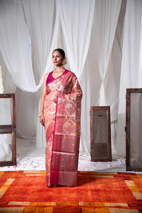 Danyah Banaras Kota Linen Silk Pre Draped Saree — image 2 — alternate view (back / drape detail)