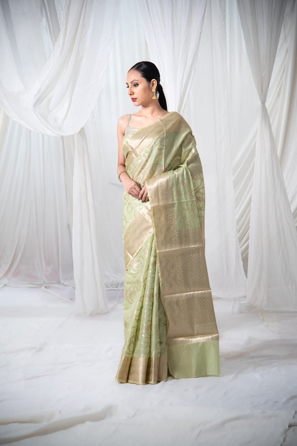 Danyah Banaras Light Kota Silk Pre Draped Saree