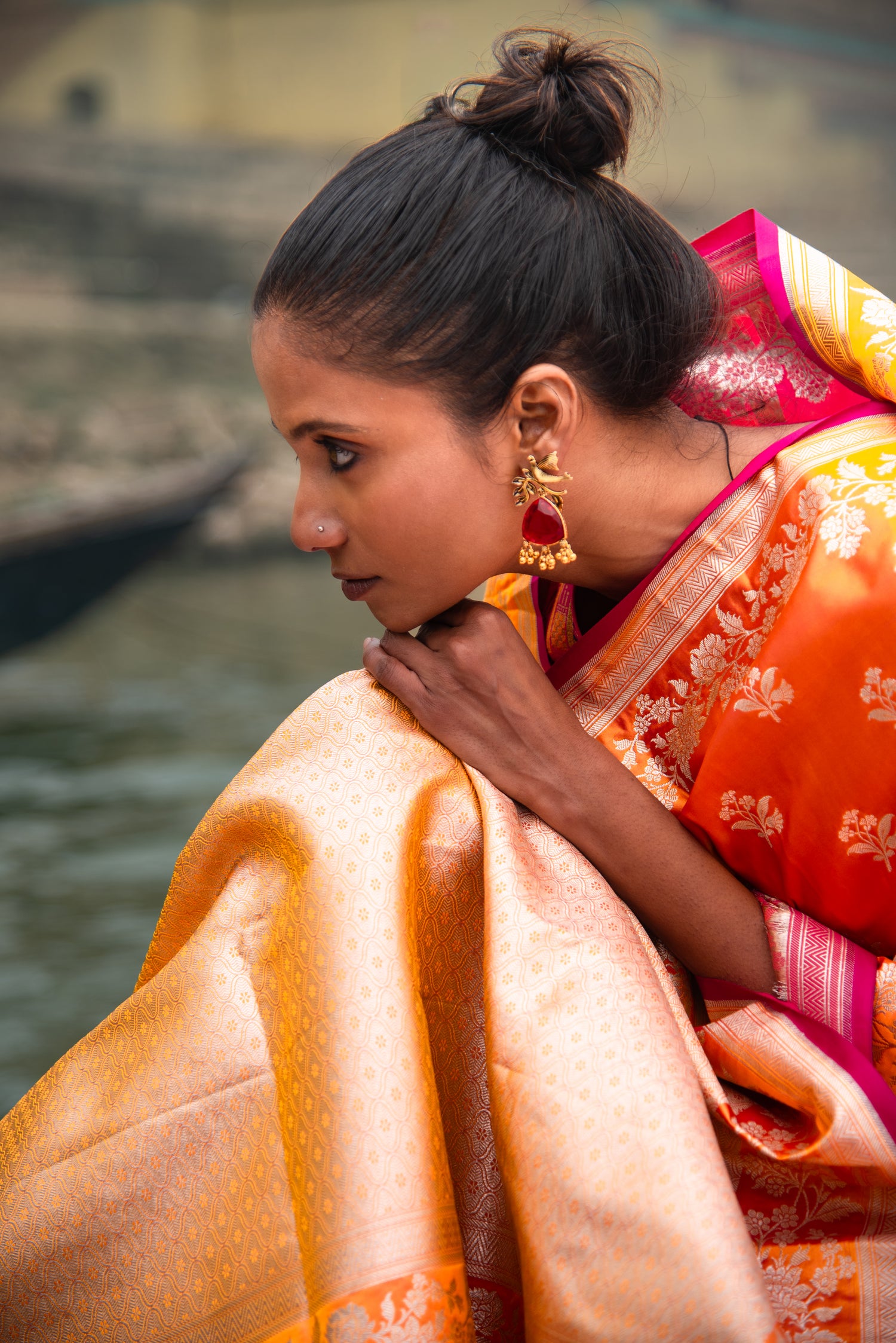 Danyah Banaras Mashru Silk Dhoop Chaun Predraped Saree