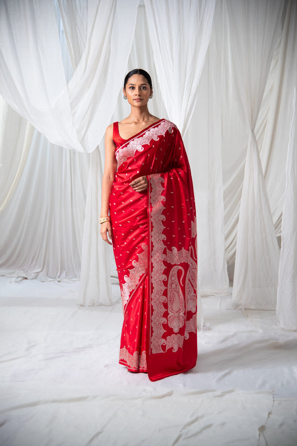 Danyah Banaras Mashru Silk Pre Draped Saree — image 2 — alternate view (back / drape detail)