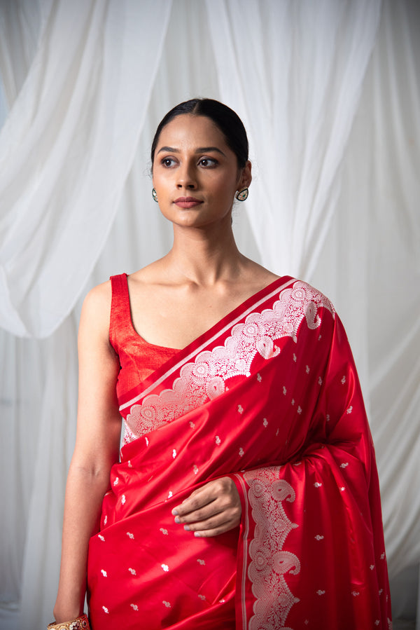 Danyah Banaras Mashru Silk Pre Draped Saree — alternate view (back / drape detail)