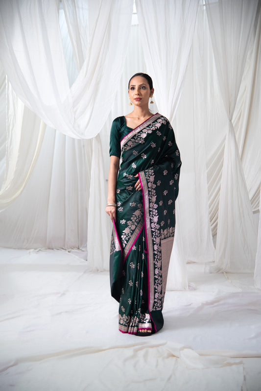 Danyah Banaras Mashru Silk With Zari Pre Draped Saree