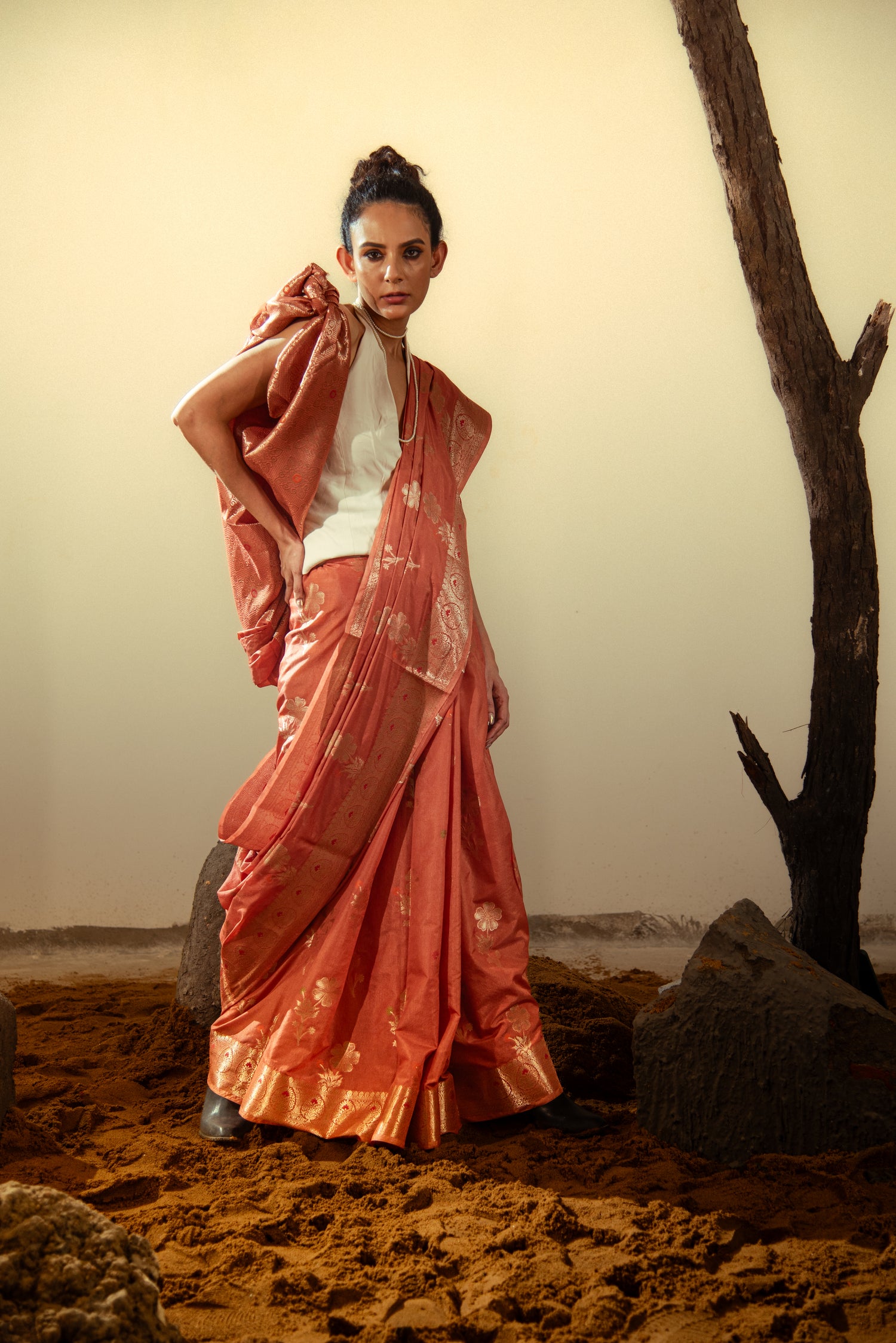 Danyah Banaras Meena Dupiyan Silk Predraped Saree