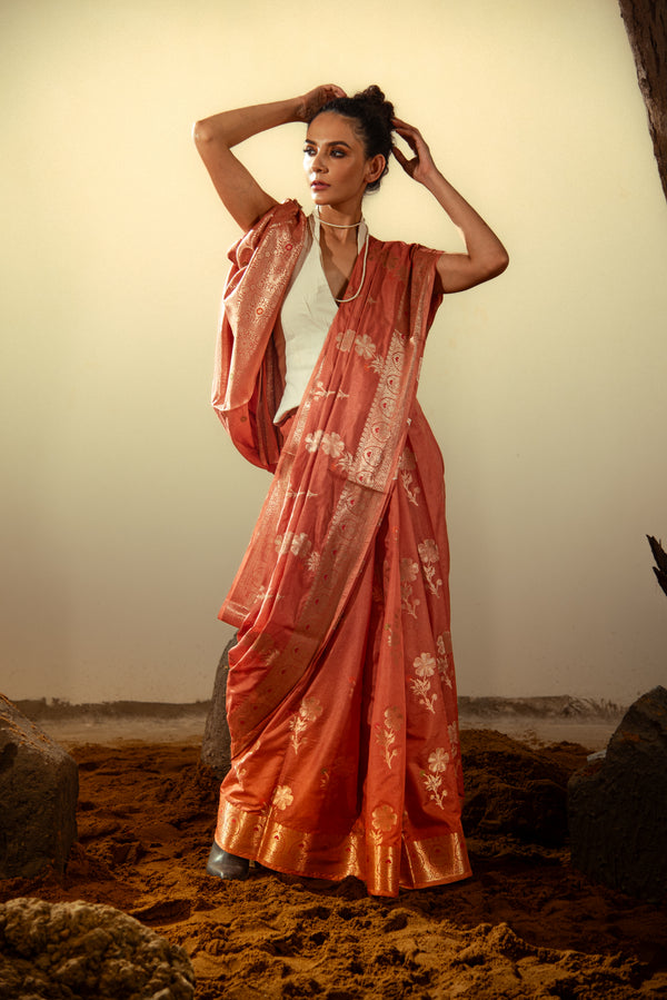 Danyah Banaras Meena Dupiyan Silk Predraped Saree — alternate view (back / drape detail)