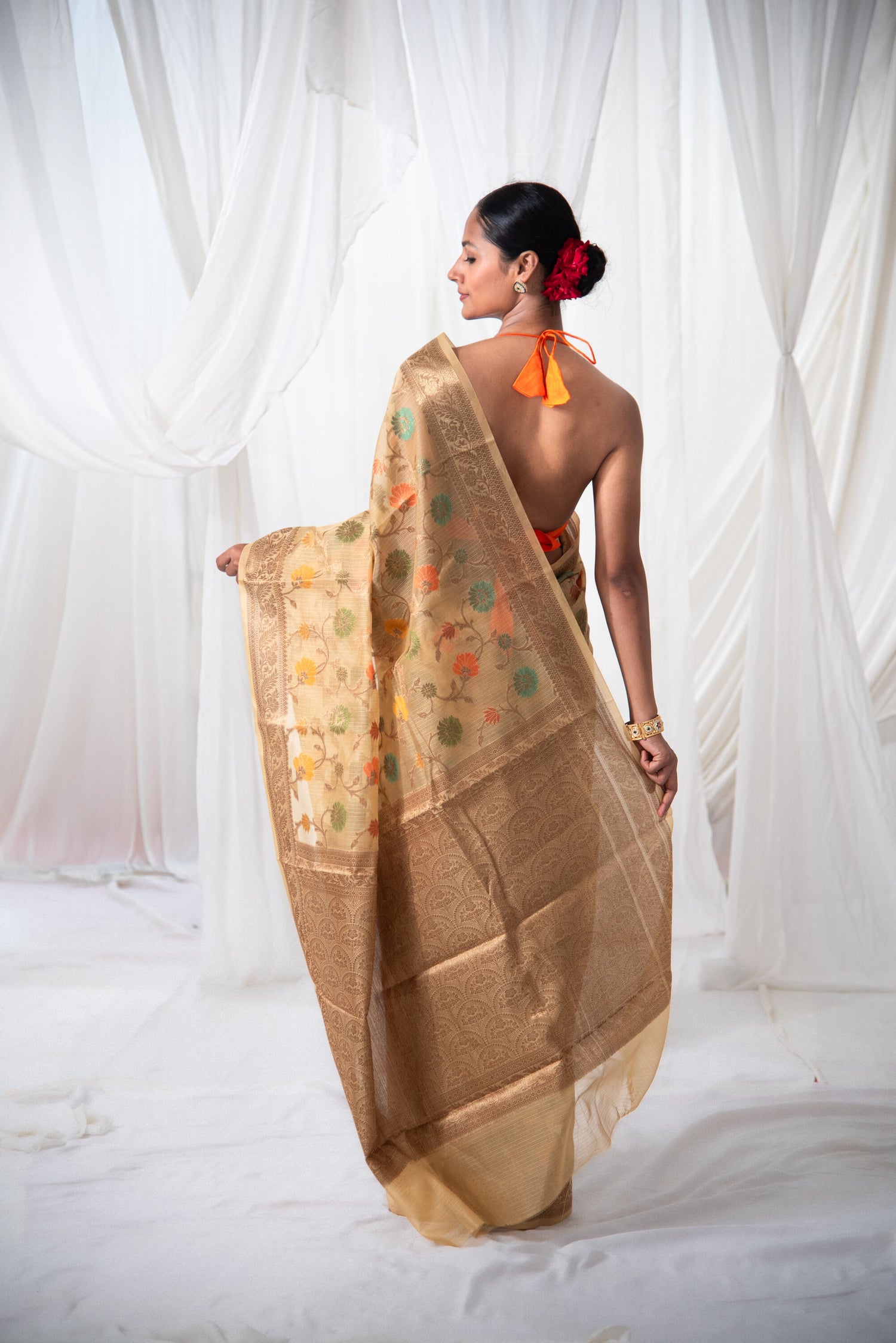 Danyah Banaras Meena Organza Pre Draped Saree