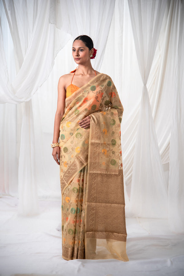 Danyah Banaras Meena Organza Pre Draped Saree