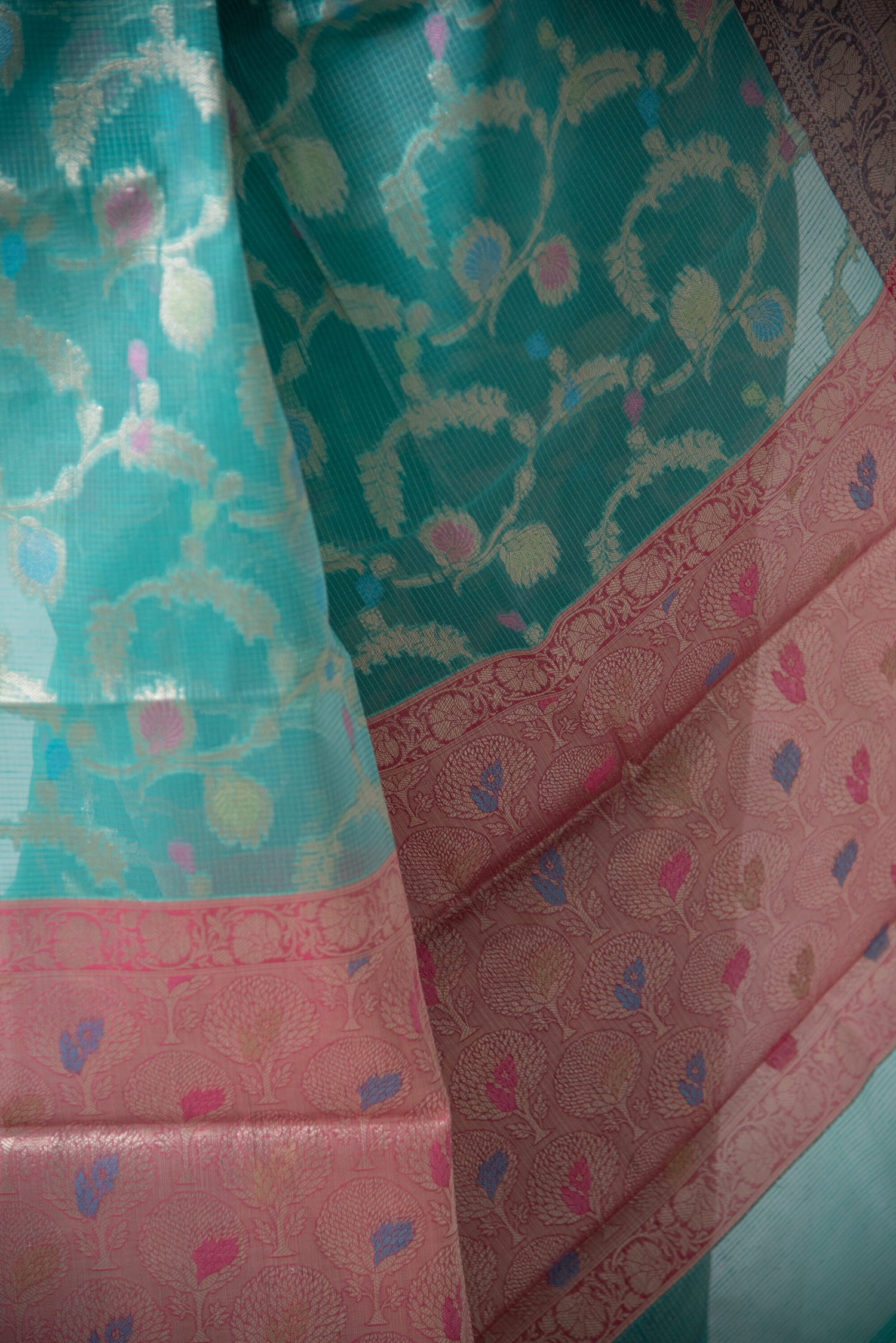 Danyah Banaras Organza Meenakari Pre Draped Saree