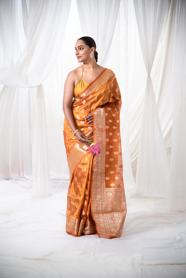 Danyah Banaras Pure Bridal Banarasi Tissue Silk Pre Draped Saree — alternate view (back / drape detail)