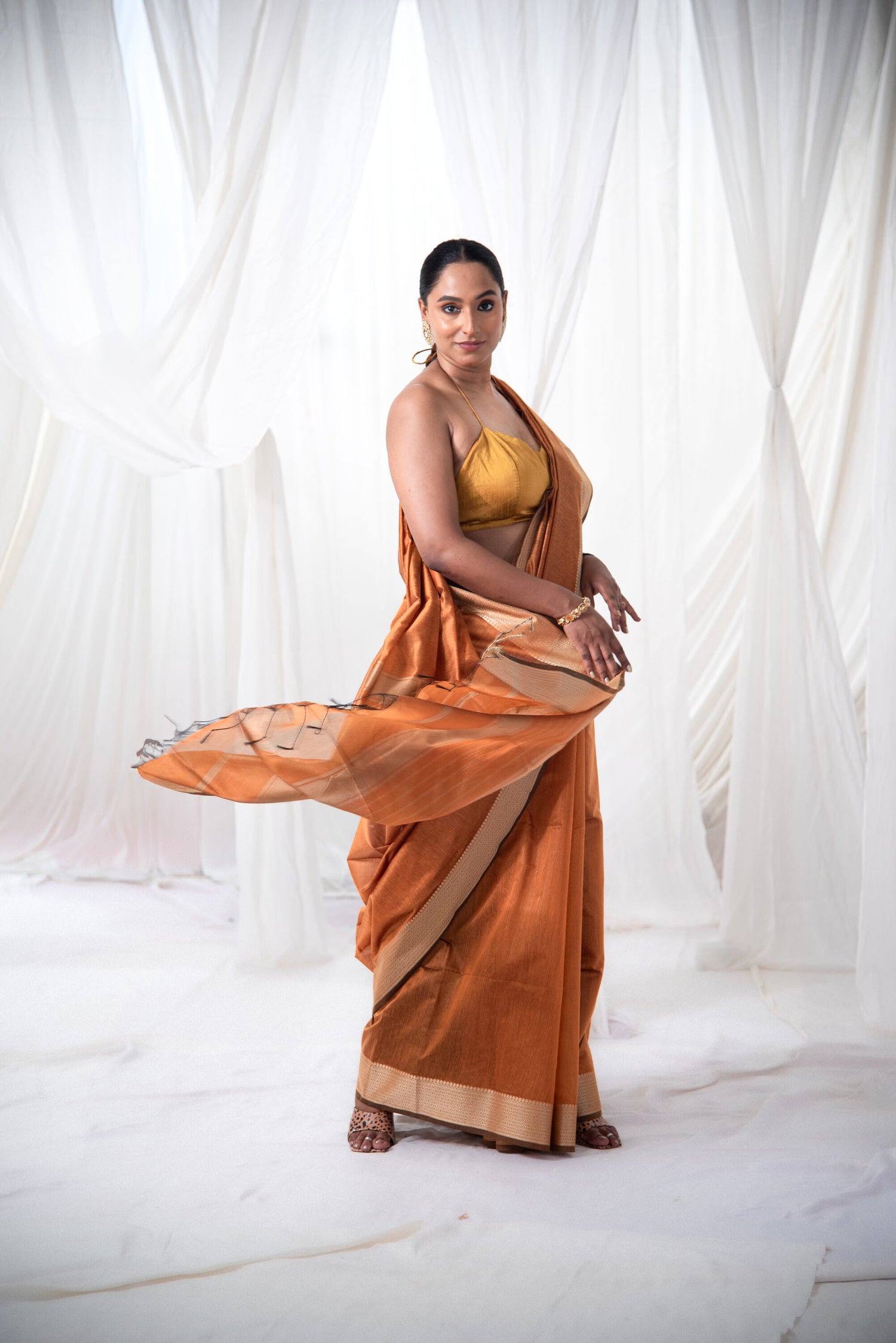 Danyah Banaras Pure Cotton Silk Pre Draped Saree