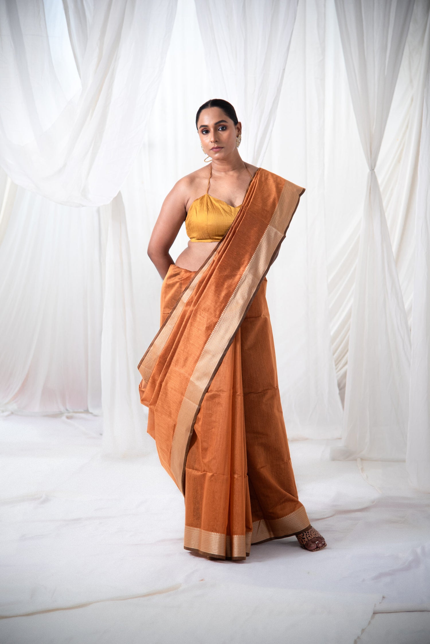Danyah Banaras Pure Cotton Silk Pre Draped Saree