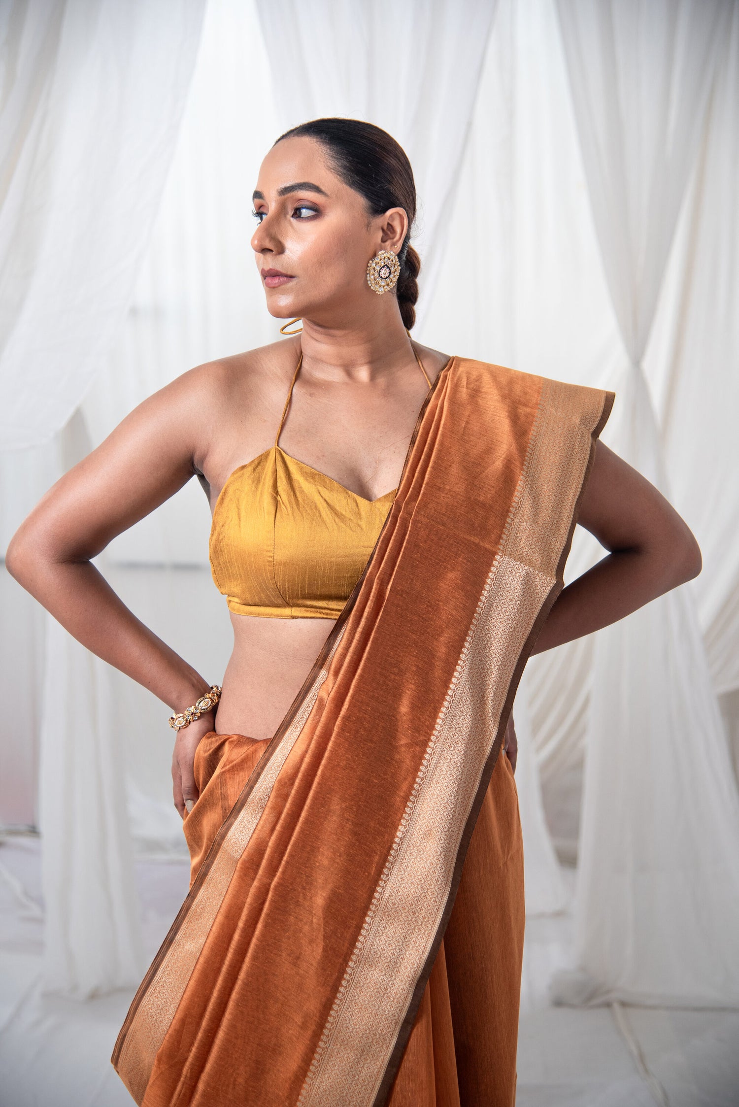 Danyah Banaras Pure Cotton Silk Pre Draped Saree