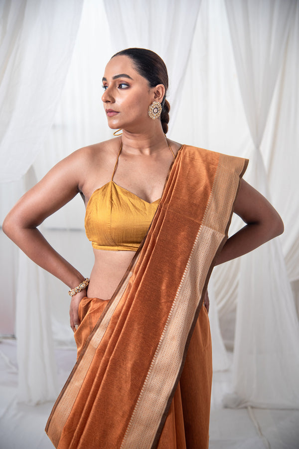 Danyah Banaras Pure Cotton Silk Pre Draped Saree — alternate view (back / drape detail)