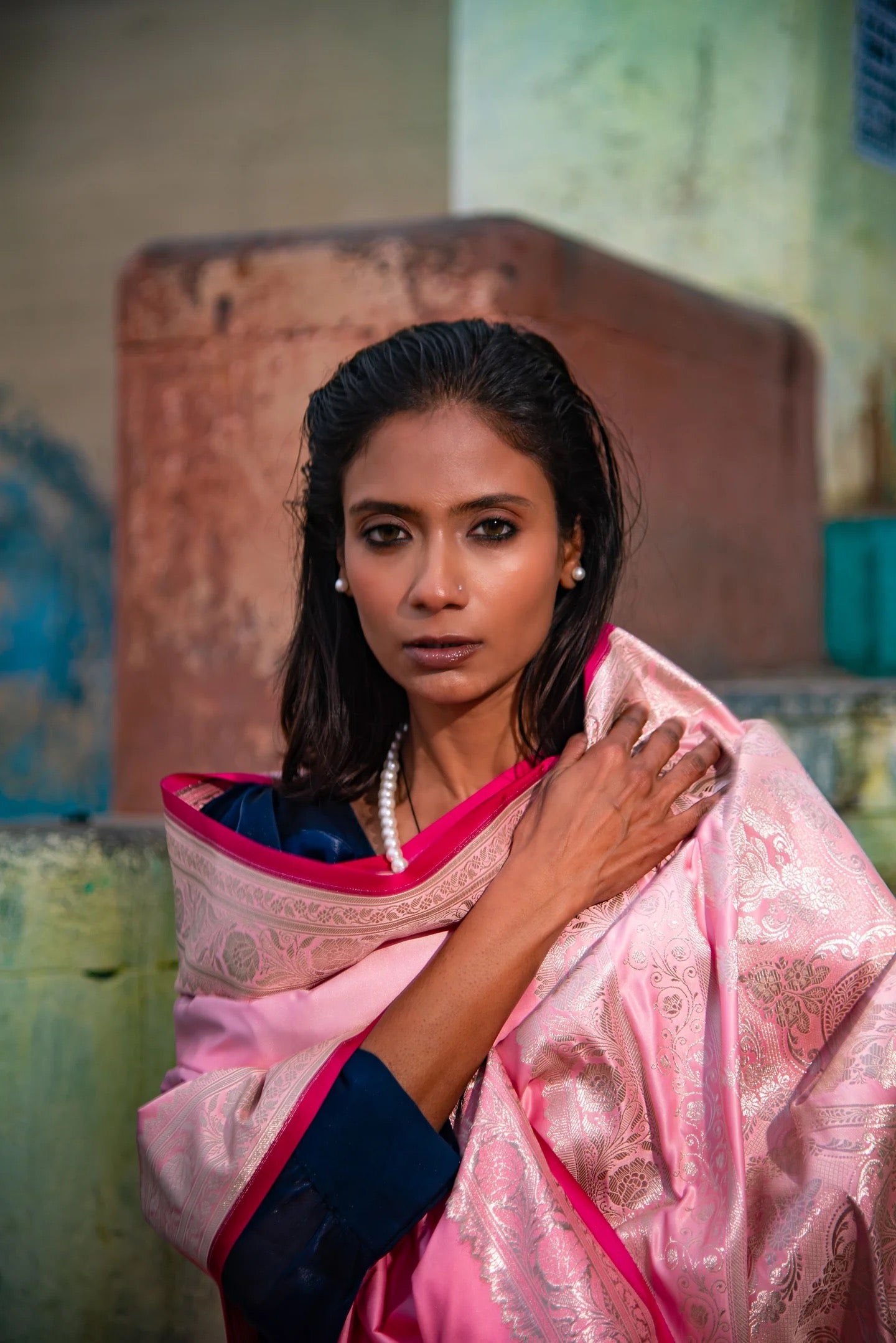 Danyah Banaras Royal Mashru Silk Predraped Saree — image 3