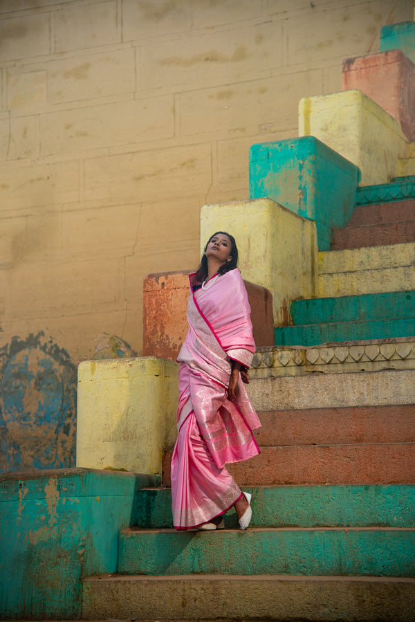 Danyah Banaras Royal Mashru Silk Predraped Saree — alternate view (back / drape detail)
