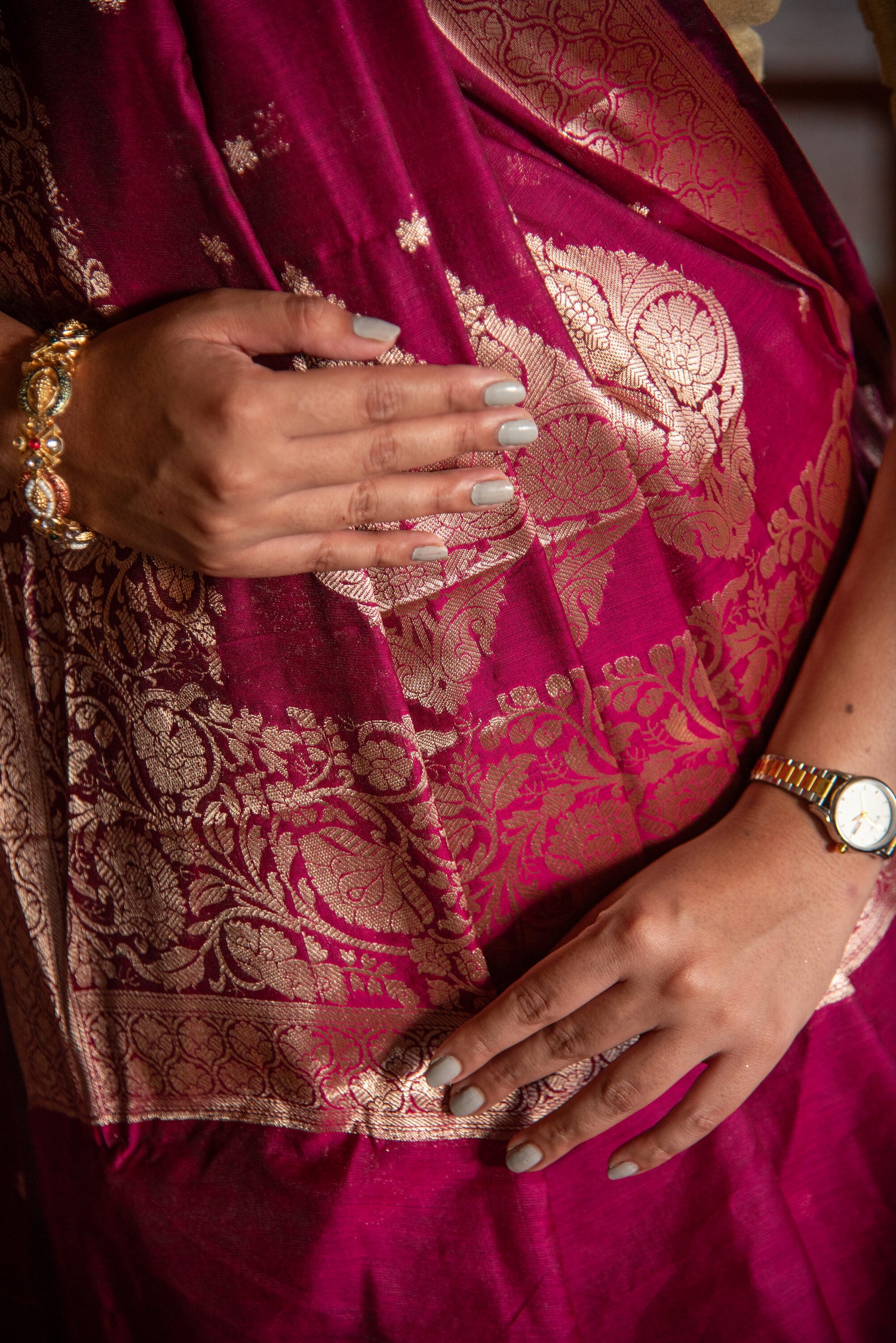 Danyah Banaras Semi Cotton Silk Pre Draped Saree