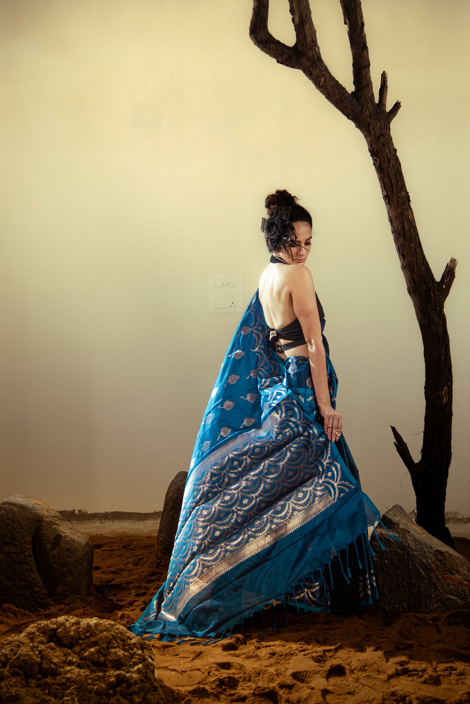 Danyah Banaras Semi Katan Silk Predraped Saree