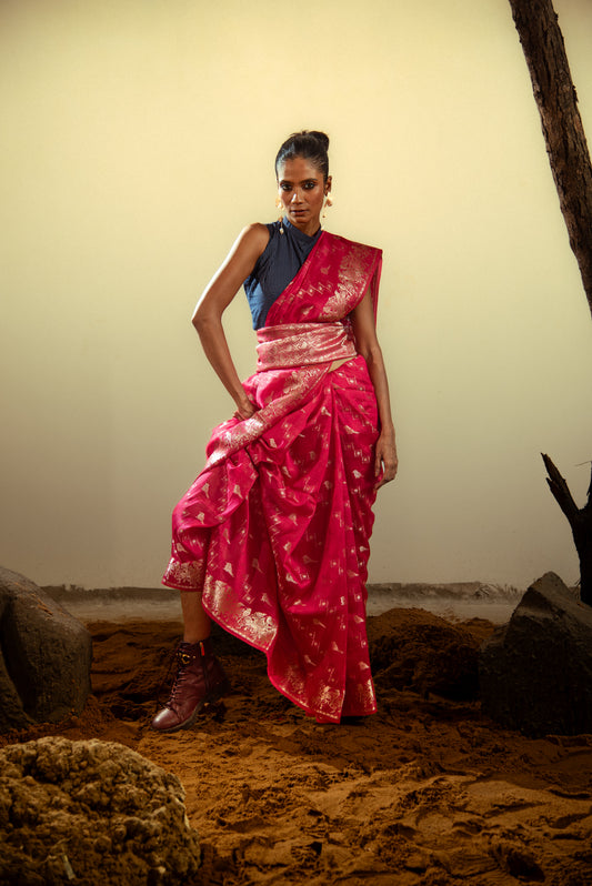 Danyah Banaras Viscose Silk Saree Purple Handwoven