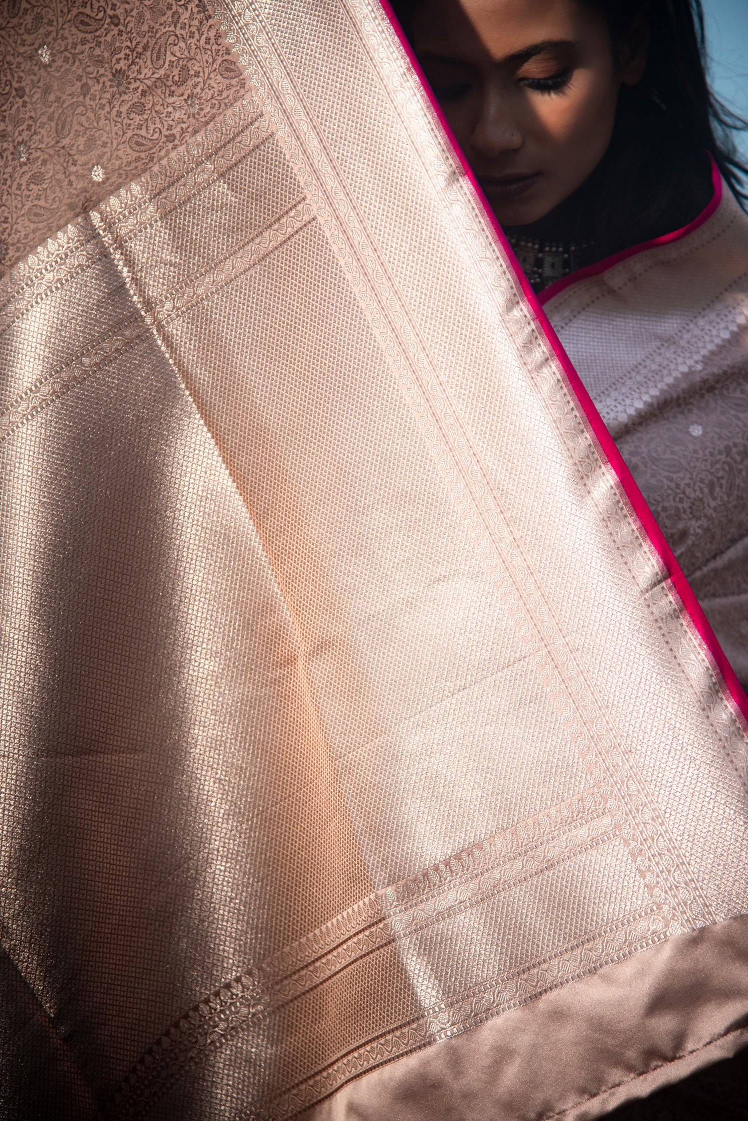 Danyah Banaras Tanchui Mashru Silk Predraped Saree