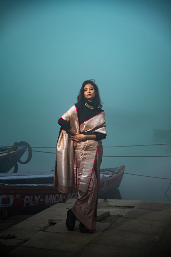 Danyah Banaras Tanchui Mashru Silk Predraped Saree