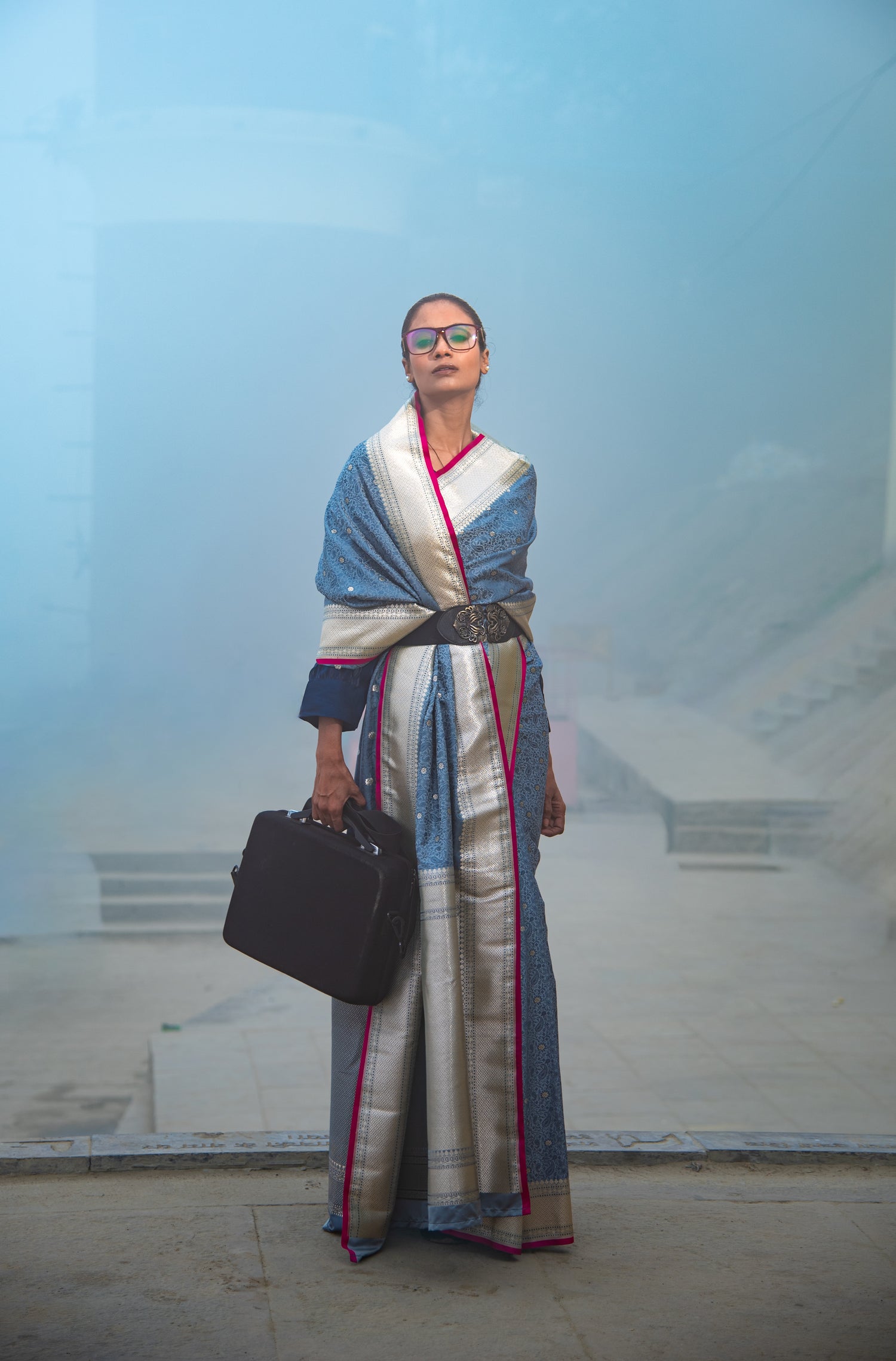 Danyah Banaras Tanchui Mashru Silk With Peacock Detailing Predraped Saree
