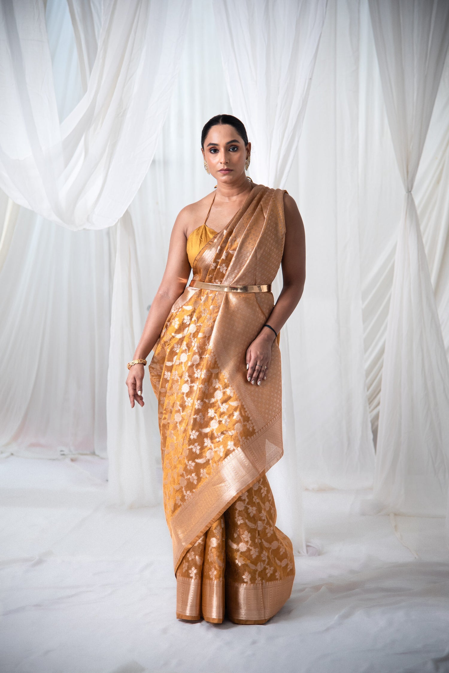 Danyah Banaras Tissue Silk Jaal Pre Draped Saree